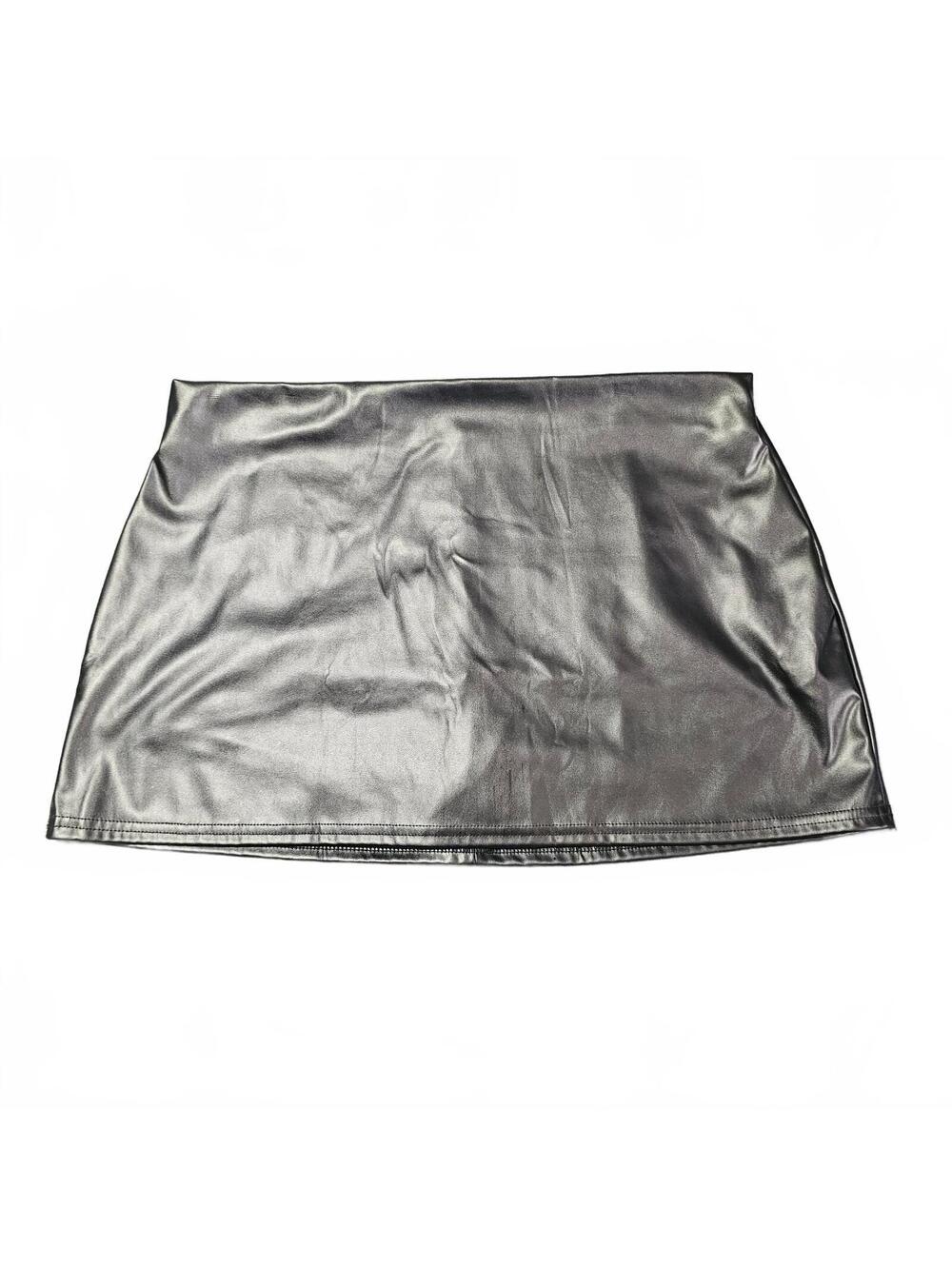 Women's Medium Black Faux Leather Mini Skirt Skort Plether Short Unbranded